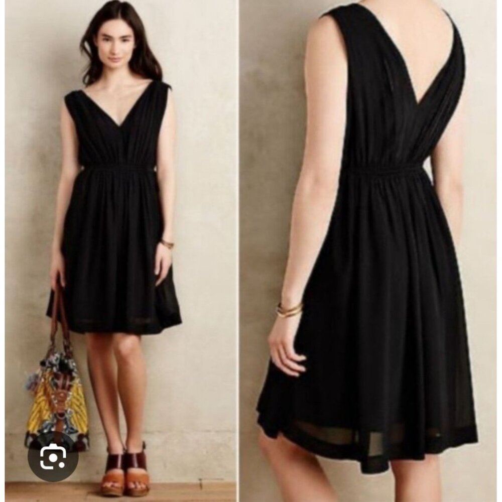 Anthropologie HD In Paris Lavana Dress Sz 2 XS Lined Pleated Smocked Classic NEW